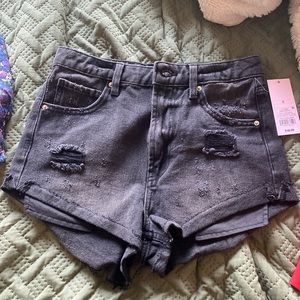 Black High Rise Cheeky Shorts